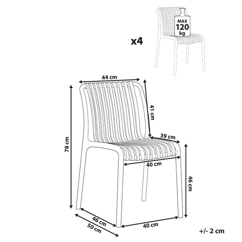Puutarhatuoli Ariccia 4-pakkaus - Musta - Puutarhakalusteet - Puutarhatuoli - Karmituoli ulos