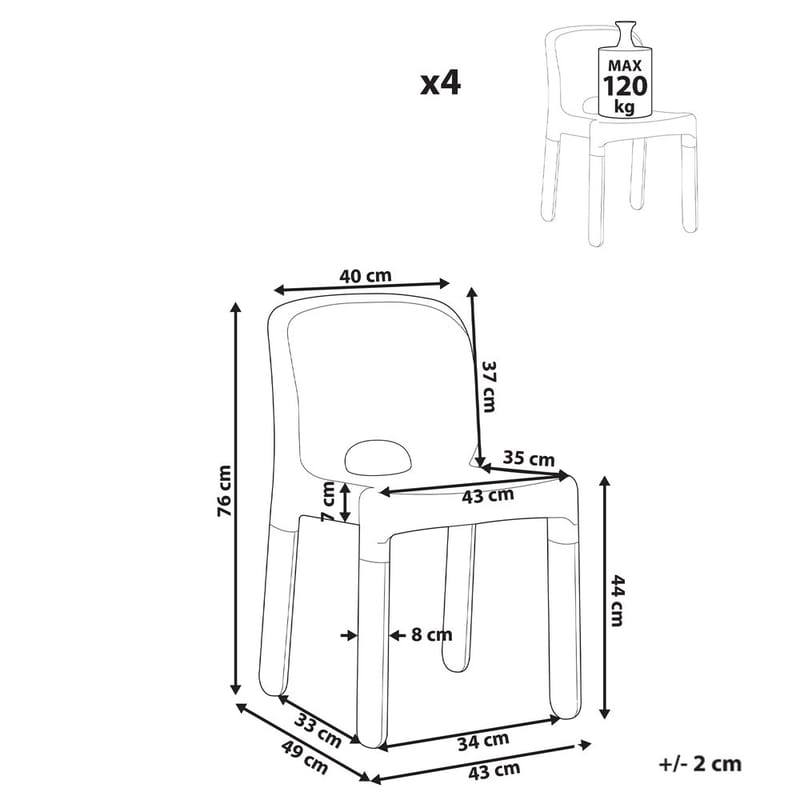 Puutarhatuoli Betim 4-pakkaus - Punainen - Puutarhakalusteet - Puutarhatuoli - Karmituoli ulos