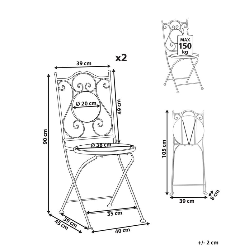 Puutarhatuoli Coriano 2-pakkaus - Puutarhakalusteet - Puutarhatuoli - Parveketuoli & taittotuoli ulos