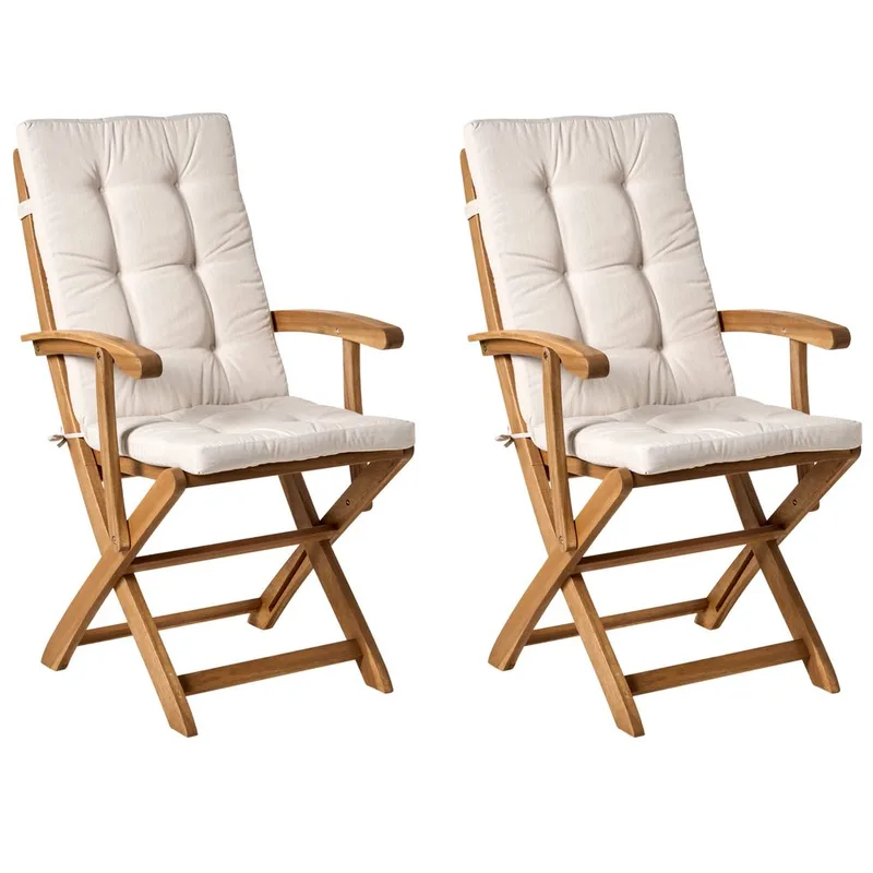 Puutarhatuoli Maui Premium 2-pakkaus, Vaalea puu, beige