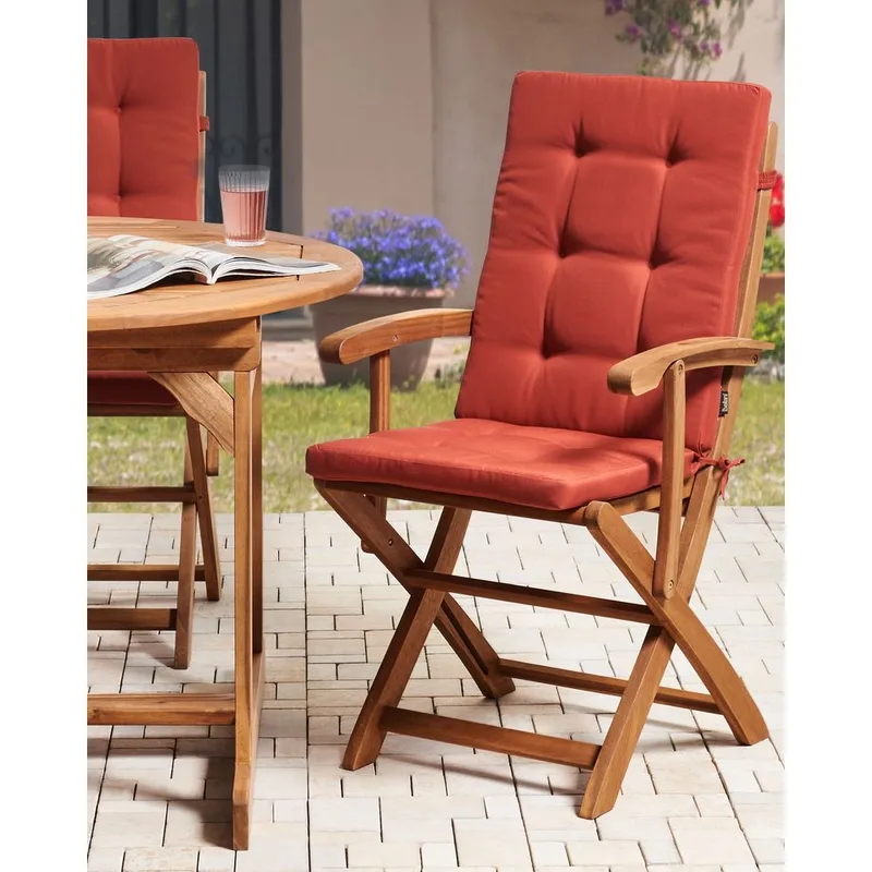 Puutarhatuoli Maui Premium 2-pakkaus - Vaalea puu, punainen - Puutarhakalusteet - Puutarhatuoli - Karmituoli ulos