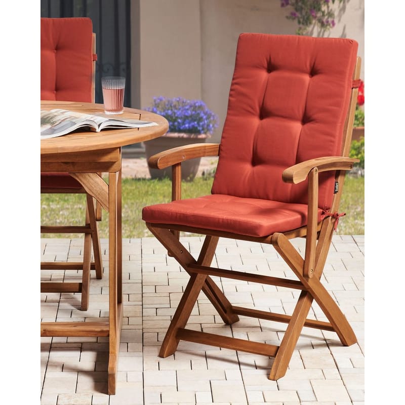 Puutarhatuoli Maui Premium 2-pakkaus - Vaalea puu, punainen - Puutarhakalusteet - Puutarhatuoli - Karmituoli ulos