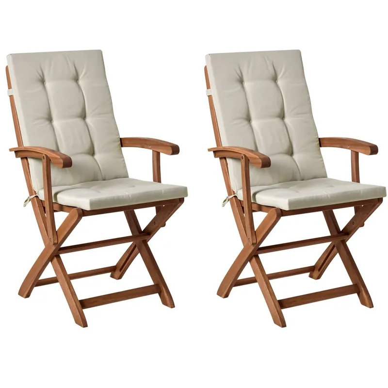 Puutarhatuoli Maui Premium 2-pakkaus, Vaalea puu, taupe
