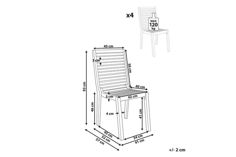 Puutarhatuoli Ombriano setti, 4 kpl - Puutarhakalusteet - Puutarhatuoli - Karmituoli ulos