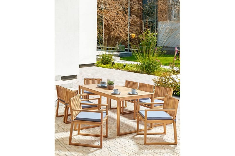 Puutarhatuoli Sassari II - Vaalea puu, sininen - Puutarhakalusteet - Puutarhatuoli - Karmituoli ulos