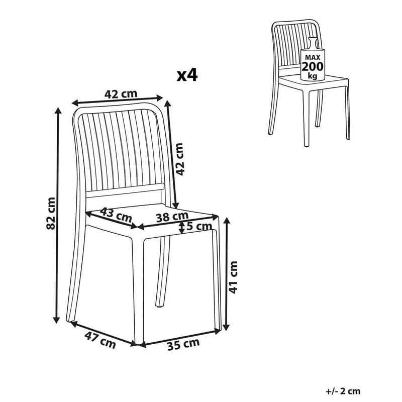 Puutarhatuoli Sersale 4-pakkaus - Puutarhakalusteet - Puutarhatuoli - Karmituoli ulos