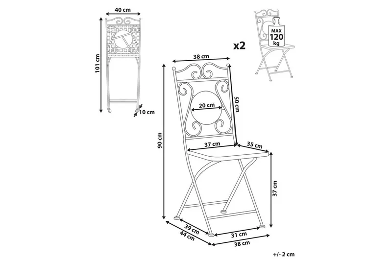 Puutarhatuolien sarja, 2 kpl Carpino - Puutarhakalusteet - Puutarhatuoli - Parveketuoli & taittotuoli ulos