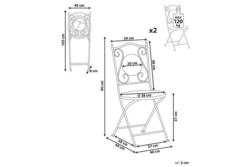Puutarhatuolien sarja, 2 kpl Casario - Puutarhakalusteet - Puutarhatuoli - Parveketuoli & taittotuoli ulos