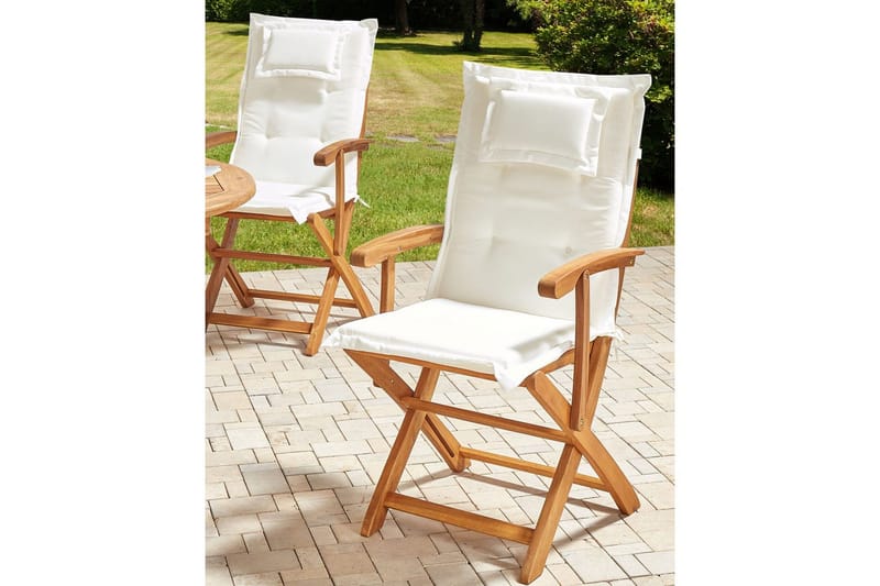 Puutarhatuolien sarja, 2 kpl Maui II - Vaalea puu, luonnonvalkoinen - Puutarhakalusteet - Puutarhatuoli - Karmituoli ulos