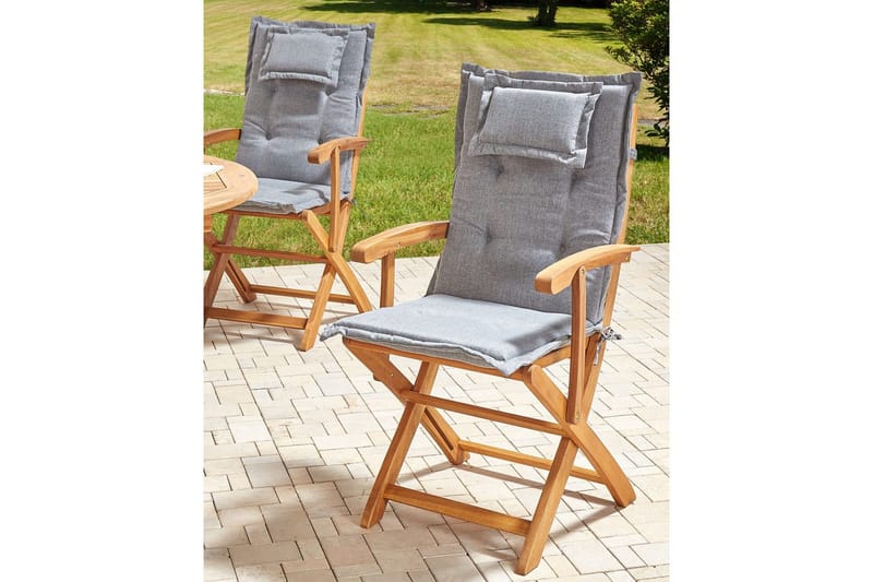 Puutarhatuolien sarja, 2 kpl Maui II - Vaalea puu, harmaa - Puutarhakalusteet - Puutarhatuoli - Parveketuoli & taittotuoli ulos