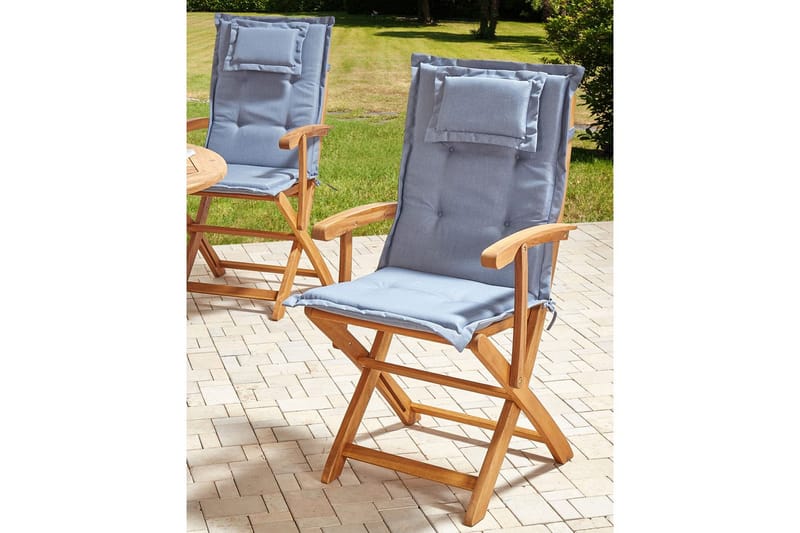 Puutarhatuolien sarja, 2 kpl Maui II - Vaalea puu, sininen - Puutarhakalusteet - Puutarhatuoli - Karmituoli ulos