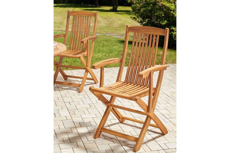 Puutarhatuolien sarja, 2 kpl Maui II - Vaalea puu - Puutarhakalusteet - Puutarhatuoli - Parveketuoli & taittotuoli ulos