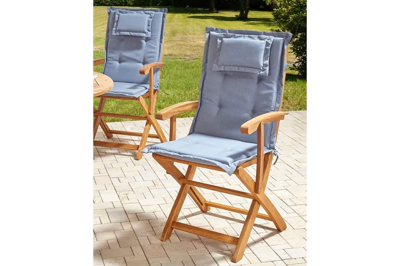 Puutarhatuolien sarja, 2 kpl Maui II - Vaalea puu, sininen - Puutarhakalusteet - Puutarhatuoli - Karmituoli ulos