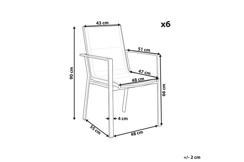 Puutarhatuolien sarja, 6 kpl Busseto - Valkoinen - Puutarhakalusteet - Puutarhatuoli - Karmituoli ulos