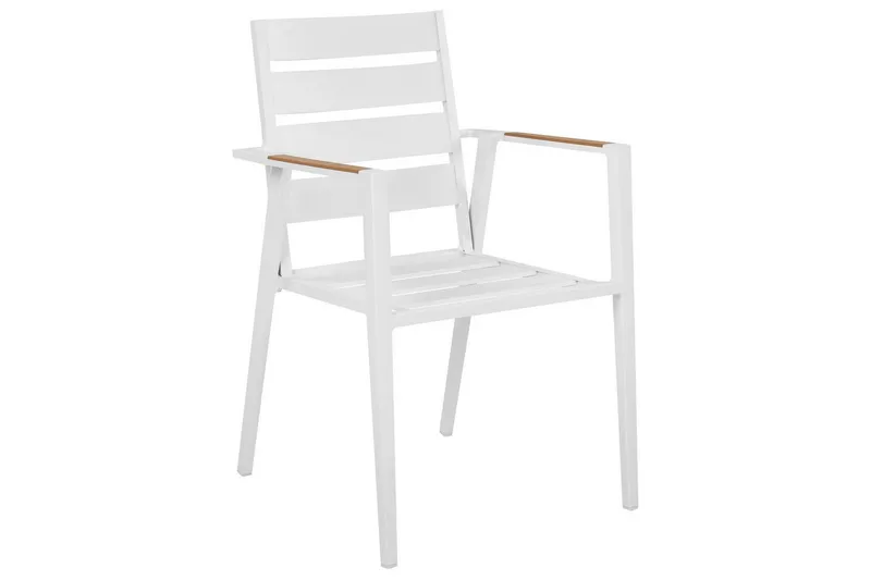 Puutarhatuolien sarja, 6 kpl Taviano - Valkoinen, harmaa, vaalea puu - Puutarhakalusteet - Puutarhatuoli - Karmituoli ulos