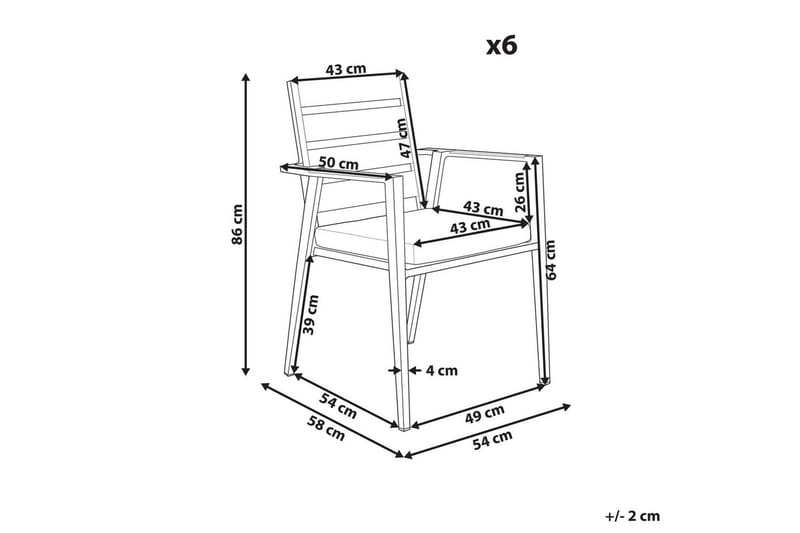 Puutarhatuolien sarja, 6 kpl Taviano - Valkoinen, harmaa, vaalea puu - Puutarhakalusteet - Puutarhatuoli - Karmituoli ulos