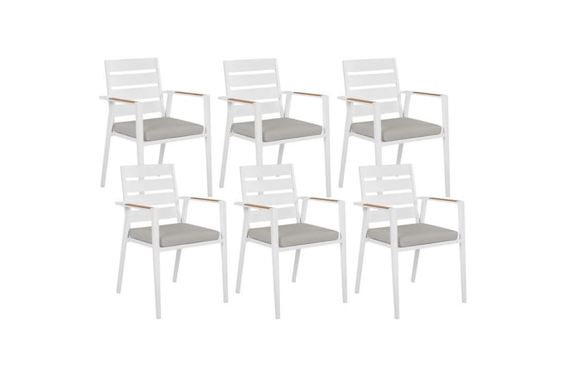Puutarhatuolien sarja, 6 kpl Taviano, Valkoinen, harmaa, vaalea puu