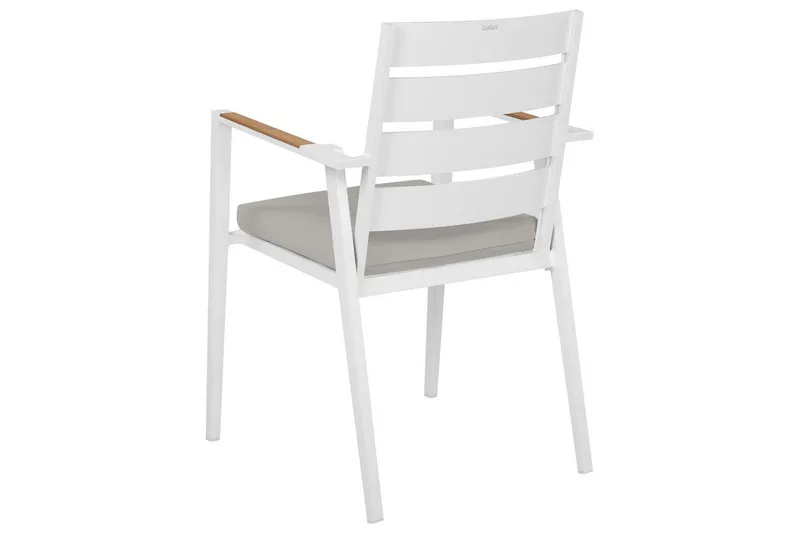 Puutarhatuolien sarja, 6 kpl Taviano - Valkoinen, harmaa, vaalea puu - Puutarhakalusteet - Puutarhatuoli - Karmituoli ulos