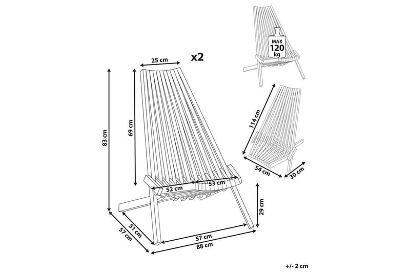 Puutarhatuolit, 2 kpl Bellano - Puutarhakalusteet - Puutarhatuoli - Ulkotilan nojatuolit