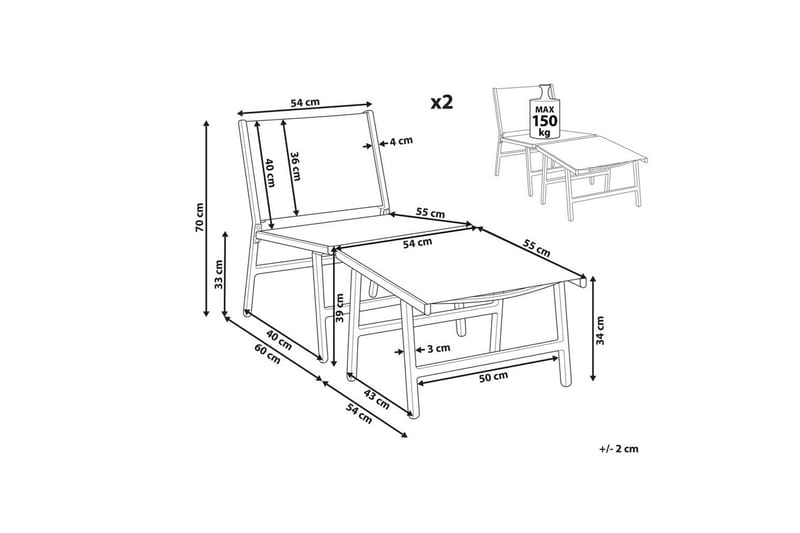 Puutarhatuolit 2 kpl Marceddi - Beige, valkoinen - Puutarhakalusteet - Puutarhatuoli - Ulkotilan nojatuolit