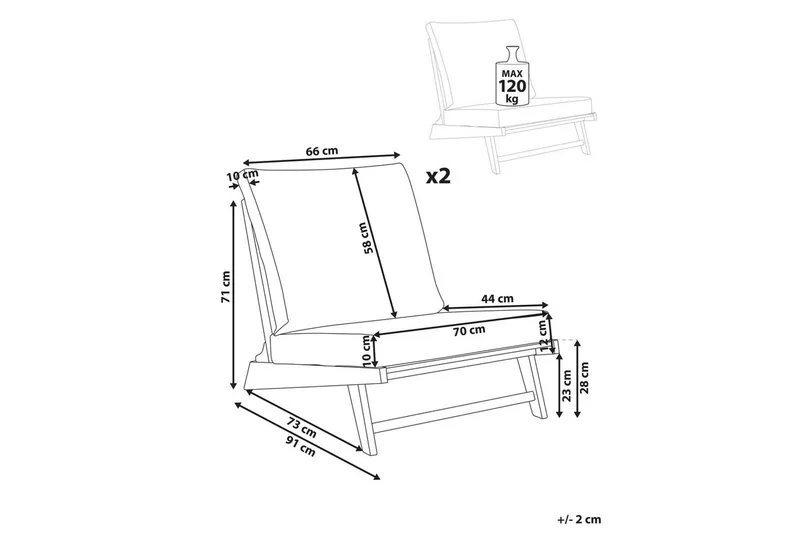 Puutarhatuolit 2 kpl Micciano - Puutarhakalusteet - Puutarhatuoli - Ulkotilan nojatuolit