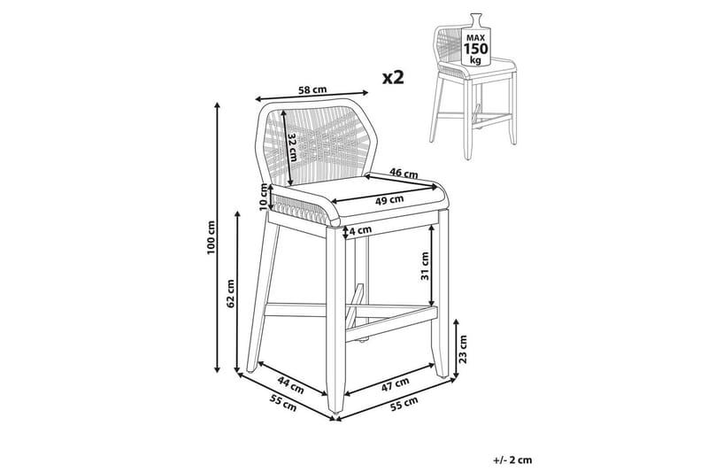 Puutarhatuolit 2 kpl Talamone - Puutarhakalusteet - Puutarhatuoli - Ulkotilan baarituoli