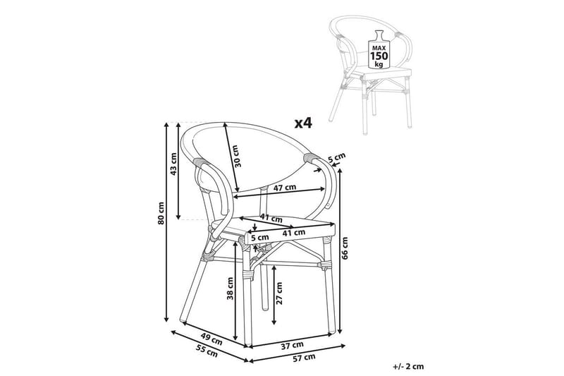 Puutarhatuolit 4 kpl Caspri II - Puutarhakalusteet - Puutarhatuoli - Karmituoli ulos