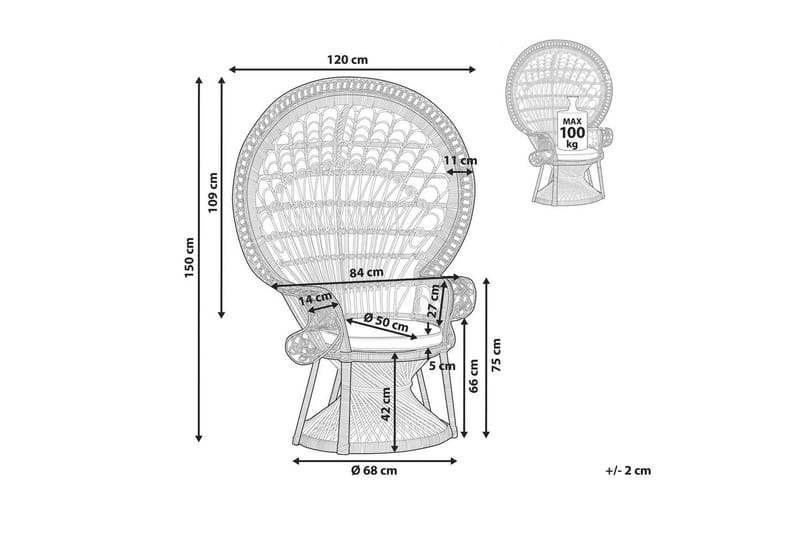 Riikinkukkotuoli Emmanuelle - Valkoinen - Puutarhakalusteet - Puutarhatuoli - Ulkotilan nojatuolit