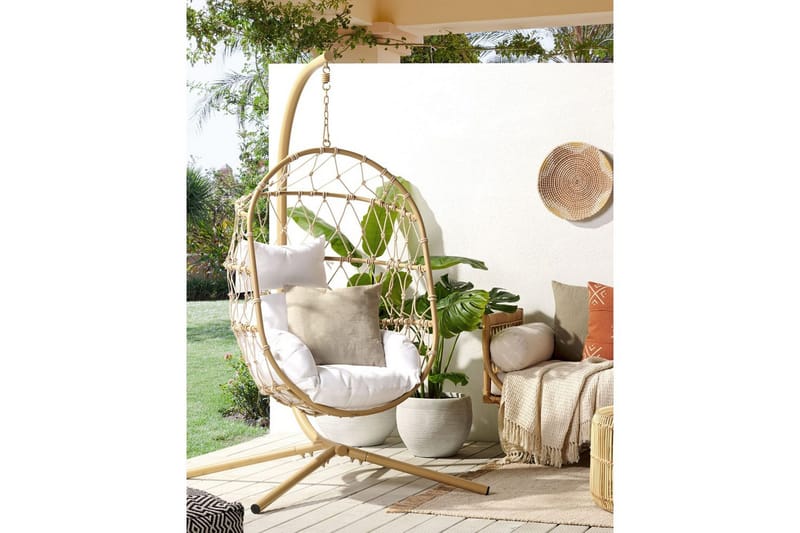 Riipputuoli Adria - Beige, valkoinen - Puutarhakalusteet - Puutarhatuoli - Riipputuoli