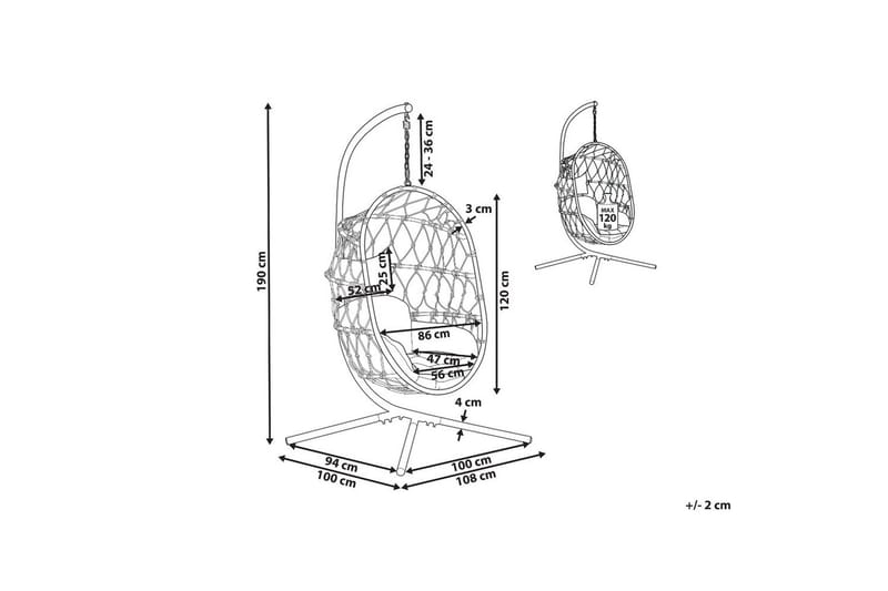 Riipputuoli Adria - Beige, valkoinen - Puutarhakalusteet - Puutarhatuoli - Riipputuoli