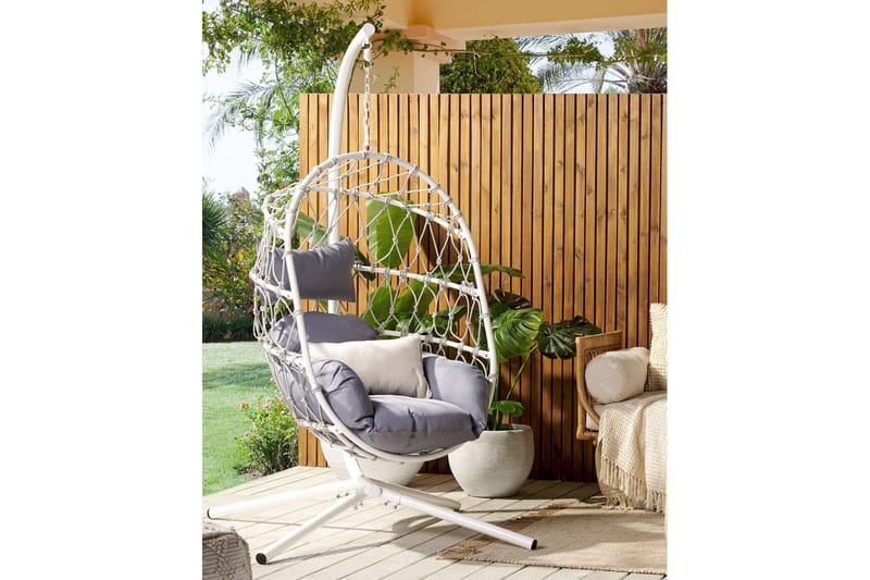 Riipputuoli Adria - Valkoinen, Harmaa - Puutarhakalusteet - Puutarhatuoli - Riipputuoli