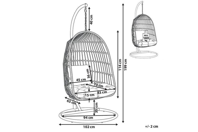 Riipputuoli Allera - Valkoinen, Harmaa - Puutarhakalusteet - Puutarhatuoli - Riipputuoli