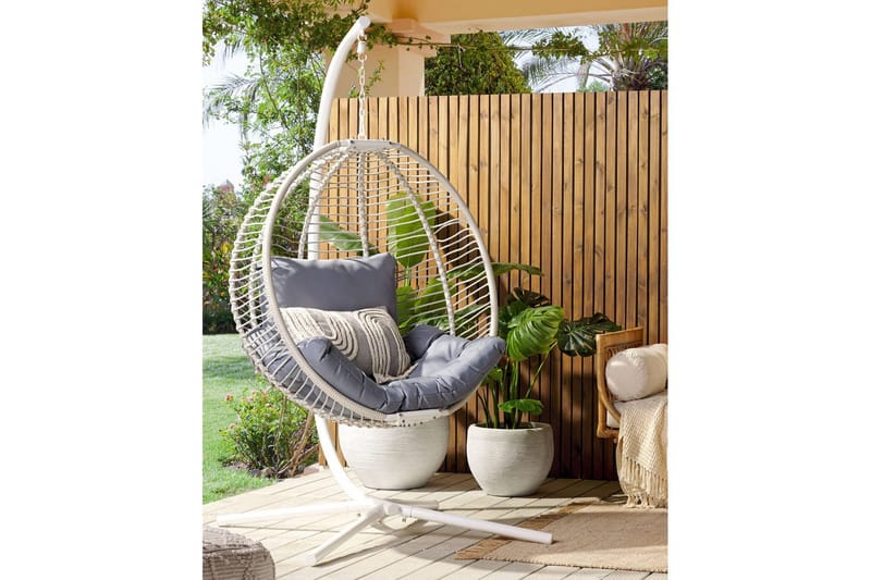 Riipputuoli Arco - Valkoinen, Harmaa - Puutarhakalusteet - Puutarhatuoli - Riipputuoli