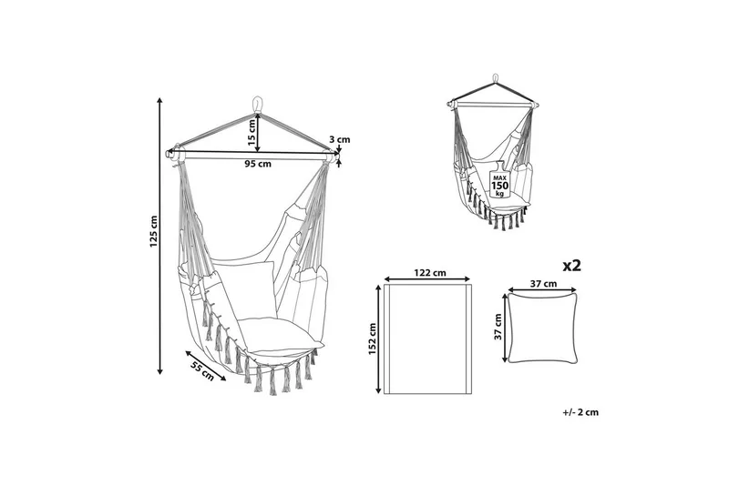 Riipputuoli Bonea - Vaaleanharmaa - Puutarhakalusteet - Puutarhatuoli - Riipputuoli