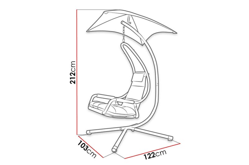 Riippukeinu Ulkokäyttöön – Riipputuoli – Keinu jalustalla ja katolla parvekkeelle ja terassille - Musta|Harmaa - Puutarhakalusteet - Puutarhatuoli - Riipputuoli