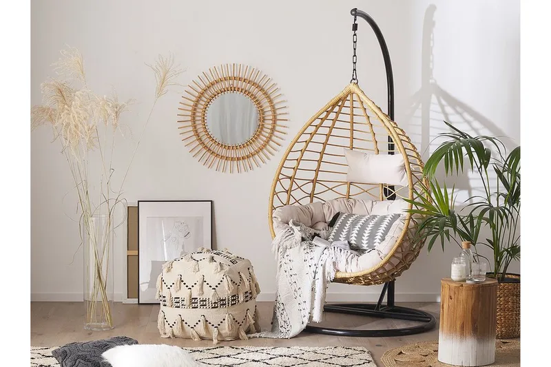 Riipputuoli Broakulla jalustalla - Beige - Puutarhakalusteet - Puutarhatuoli - Riipputuoli