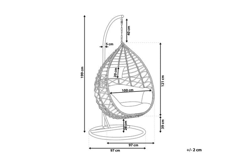 Riipputuoli Broakulla jalustalla - Beige - Puutarhakalusteet - Puutarhatuoli - Riipputuoli