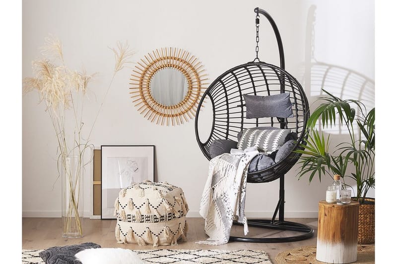 Riipputuoli Bunsta jalustalla - Musta - Puutarhakalusteet - Puutarhatuoli - Riipputuoli