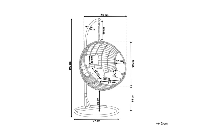 Riipputuoli Bunsta jalustalla - Musta - Puutarhakalusteet - Puutarhatuoli - Riipputuoli