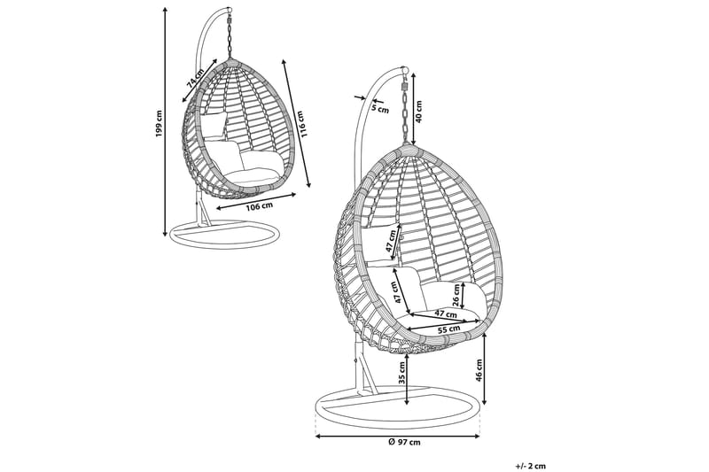 Riipputuoli Izamar jalustalla - Harmaa - Puutarhakalusteet - Puutarhatuoli - Riipputuoli