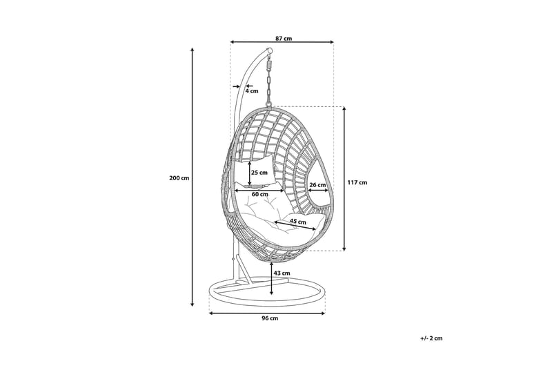 Riipputuoli Jerious Rottinki - Beige - Puutarhakalusteet - Puutarhatuoli - Riipputuoli