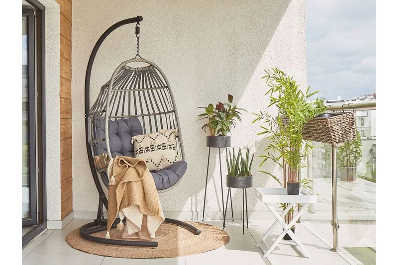 Riipputuoli Tummanharmaa Sesia - Harmaa - Puutarhakalusteet - Puutarhatuoli - Riipputuoli