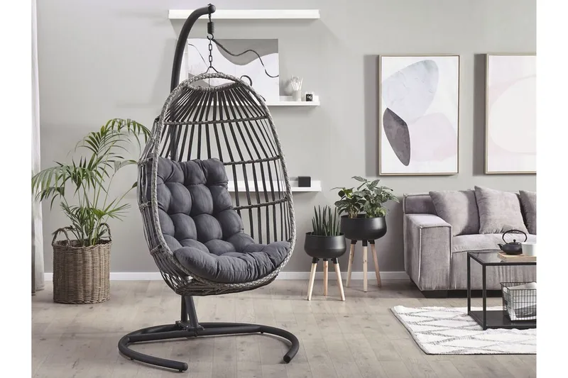 Riipputuoli Tummanharmaa Sesia - Harmaa - Puutarhakalusteet - Puutarhatuoli - Riipputuoli