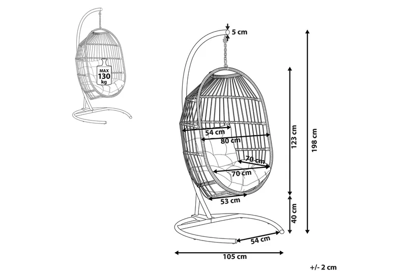 Riipputuoli Tummanharmaa Sesia - Harmaa - Puutarhakalusteet - Puutarhatuoli - Riipputuoli