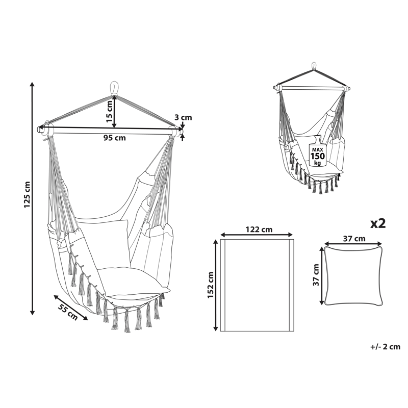 Riipputuoli ulos Bonea Puuvilla - Vihreä - Puutarhakalusteet - Puutarhatuoli - Riipputuoli