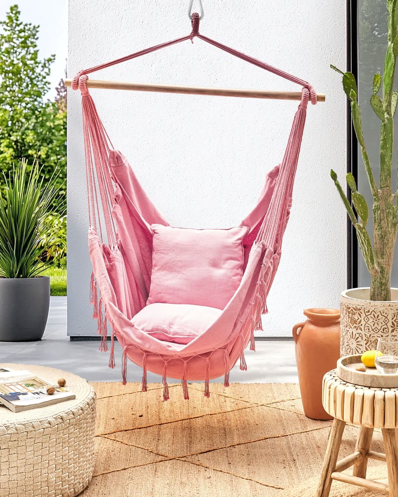 Riipputuoli ulos Bonea Puuvilla - Vaaleanpunainen - Puutarhakalusteet - Puutarhatuoli - Riipputuoli