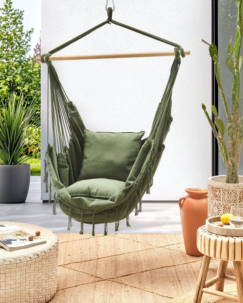 Riipputuoli ulos Bonea Puuvilla - Vihreä - Puutarhakalusteet - Puutarhatuoli - Riipputuoli