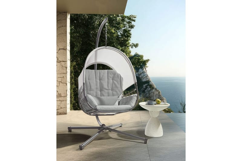 Riippuva tuoli Alviano - Vaaleanharmaa - Puutarhakalusteet - Puutarhatuoli - Riipputuoli