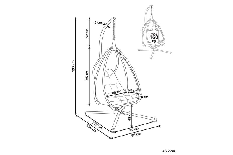 Riippuva tuoli Avegno - Tummanharmaa - Puutarhakalusteet - Puutarhatuoli - Riipputuoli