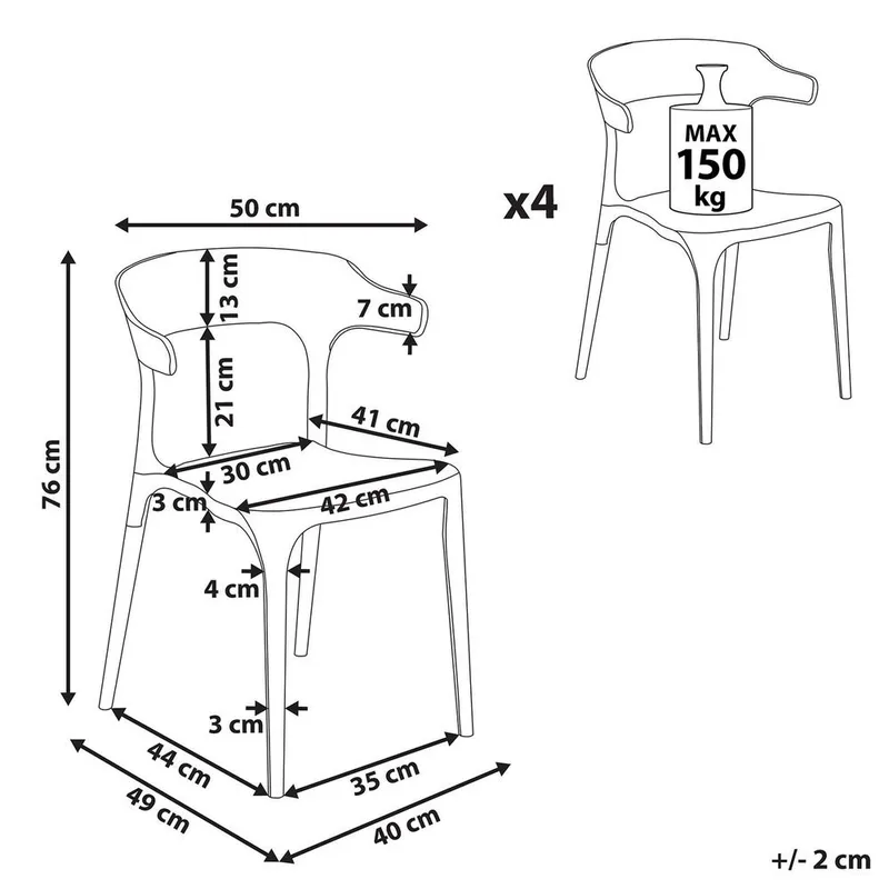 Ruokatuoli Gubbio 4-pakkaus - Vaaleanpunainen - Puutarhakalusteet - Puutarhatuoli - Karmituoli ulos
